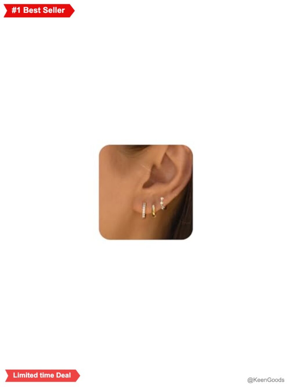 14K Gold Plated Huggie Hoop Earrings Dainty Stackable Minimalist Set